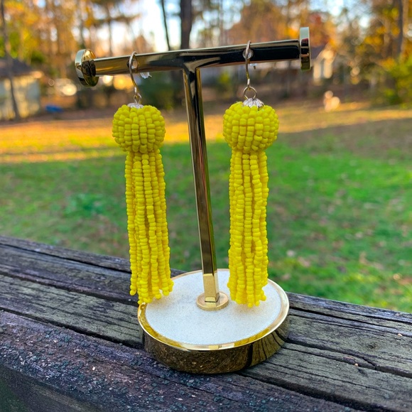 Jewelry - Yellow Beaded Tassel Earrings